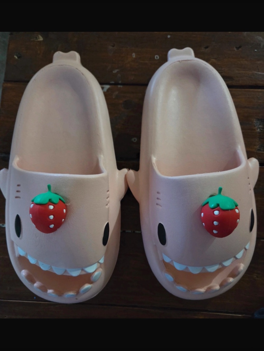 😂😂 Pink Shark Clog Shoes with Strawberry Charm😂 Soo Comfy!